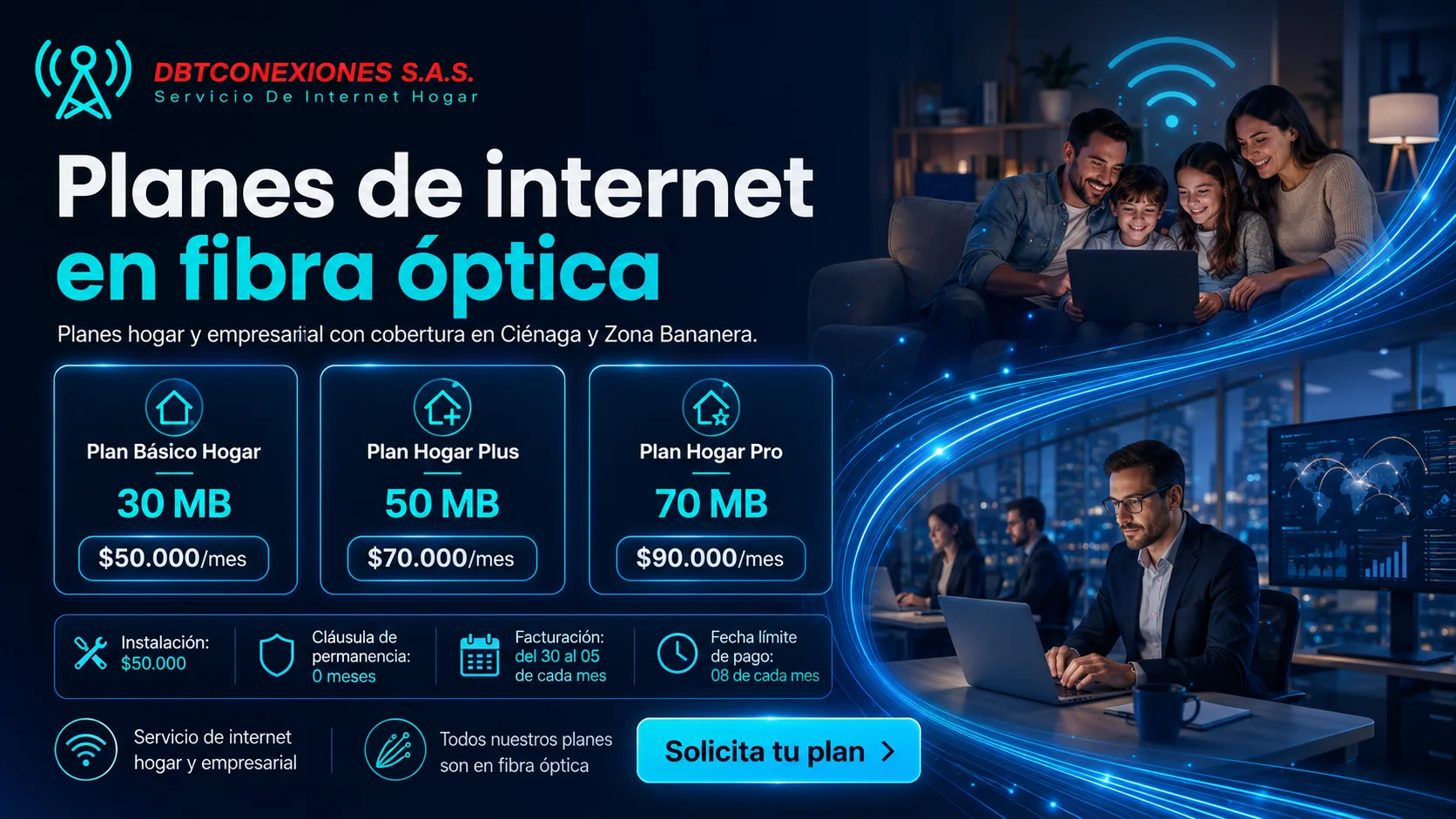 Planes de internet en fibra óptica